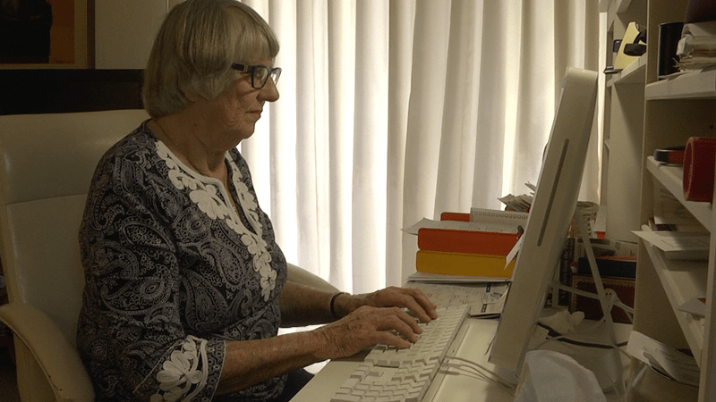 senior woman using a computer