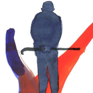watercolor old man with cane