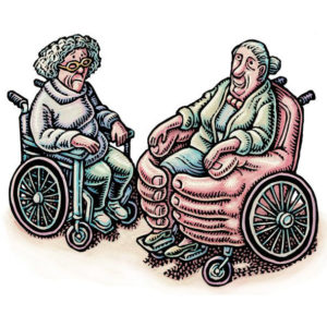 cartoon of 2 women in wheelchairs