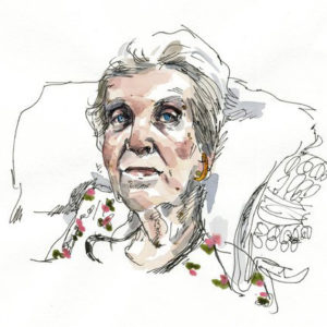 sketch of elderly woman