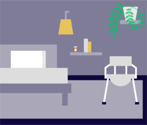illustration of abedroom that has some safety features