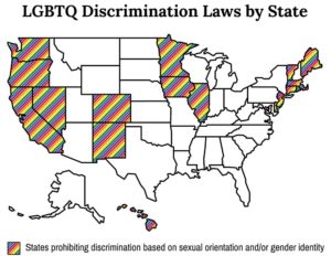 US map showing which states bar discrimination